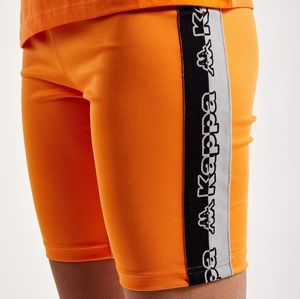 Kappa Orange Bike Shorts with Black & White Logo Tape